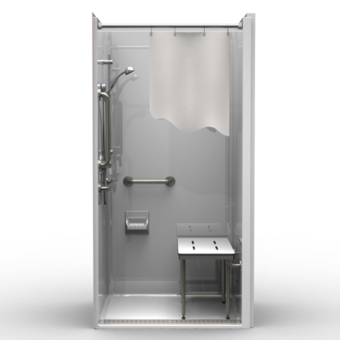 ADA single-piece transfer shower LG LSS24038AFT.V3 with trench drain for accessible bathing