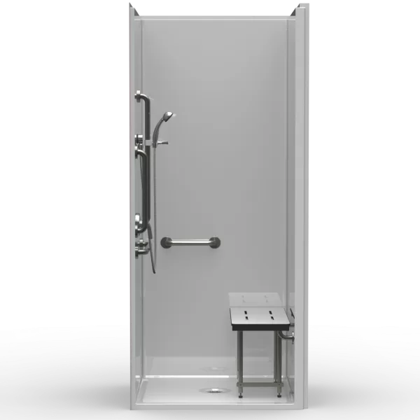 Single-Piece ADA Roll-In Shower Stall with Transfer Capability – 40x38 Alcove Unit