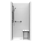 Single-piece barrier-free shower for residential bathroom installation