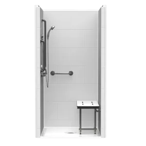 Single-piece barrier-free shower for residential bathroom installation