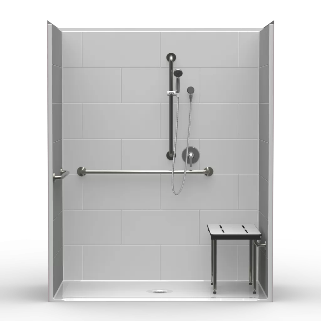 LG single-piece barrier-free shower for residential bathrooms