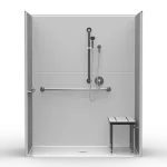 LG single-piece barrier-free shower for residential bathrooms