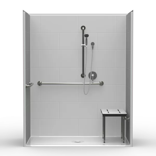 LG single-piece barrier-free shower for residential bathrooms