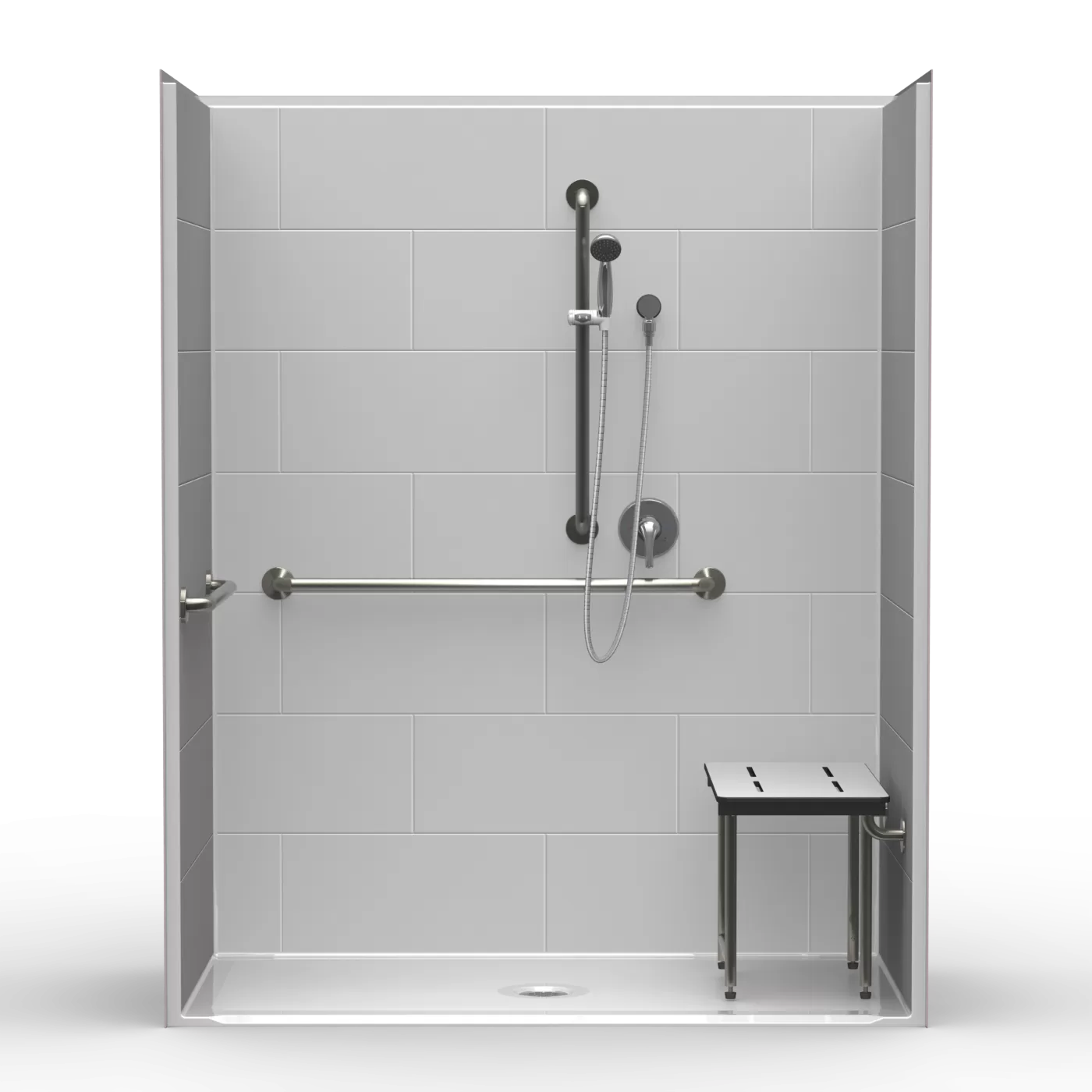 LG Single-Piece Roll-In Shower LB2S26333A75B for commercial ADA-accessible bathrooms