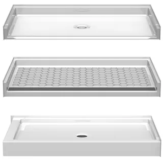 Three LG shower pans – ADA-compliant, barrier-free, and easy-step curbed designs for commercial and residential bathrooms
