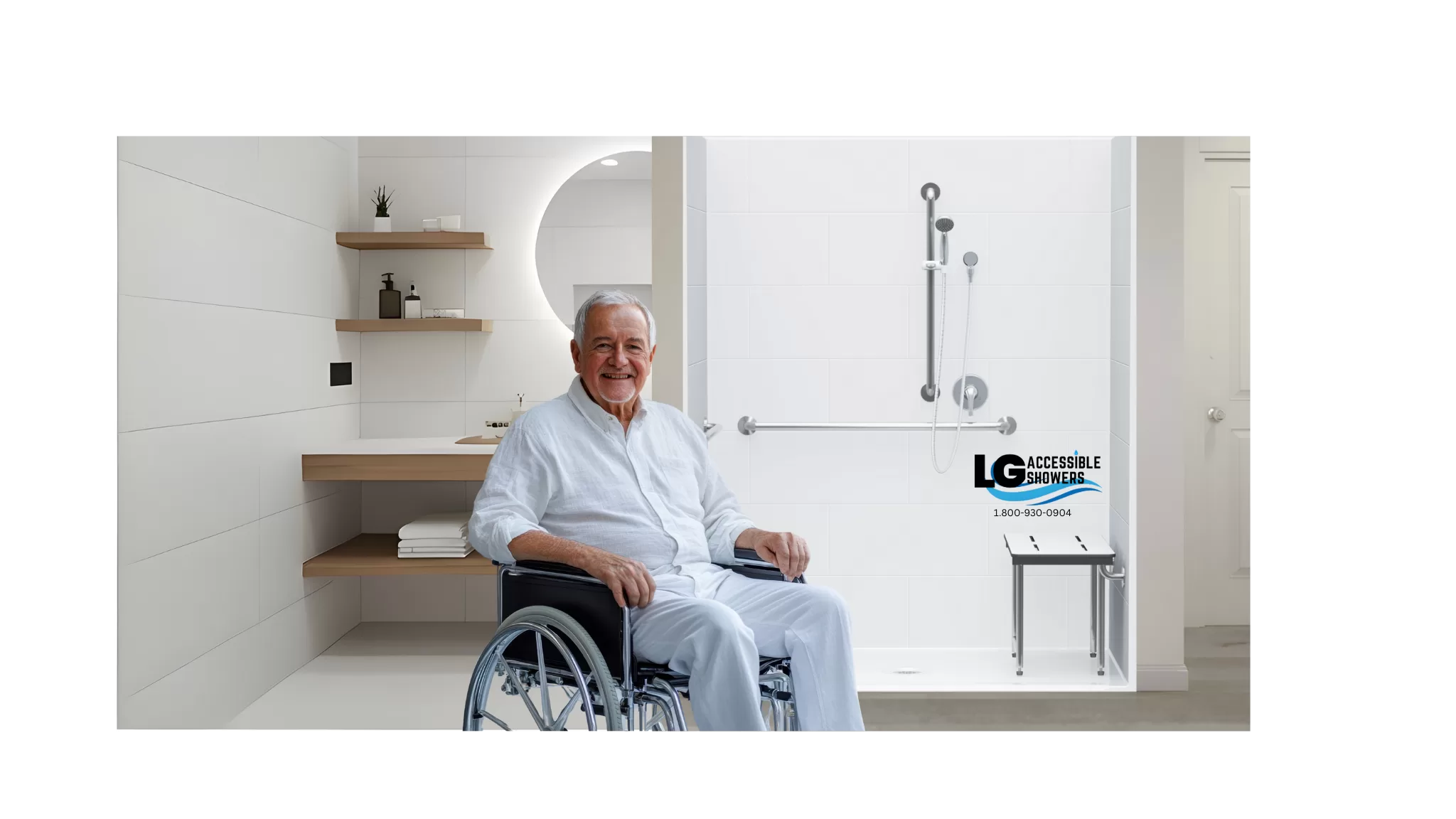 Accessible barrier-free shower for residential remodeling