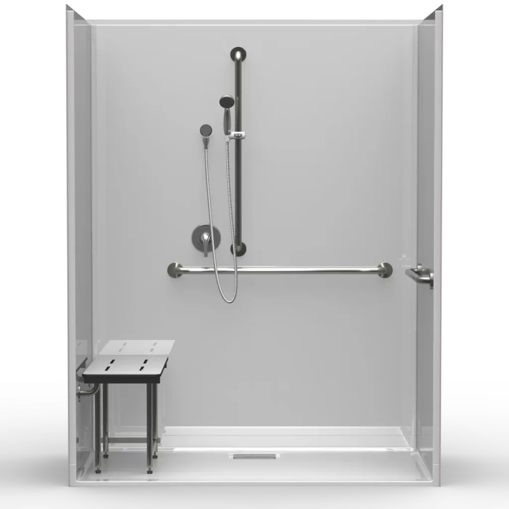 ADA Code Compliant Multi-Piece Roll-In Shower – 4LSS26333RSQ75 commercial accessible shower