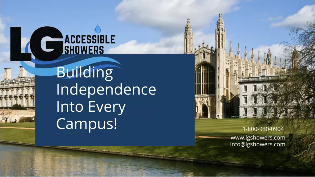 Accessible showers for universities installed in campus residence hall bathroom