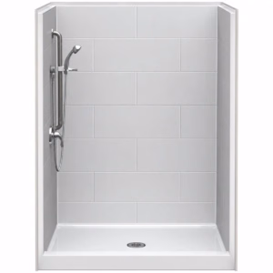 LB2S4836CP 48 x 36 single-piece curbed shower with extra-large subway tile walls and center drain