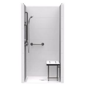 LG Showers LB3S4238A5B 42.5 x 38 single-piece accessible shower with subway tile walls