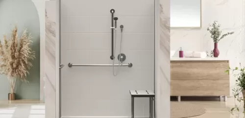 Barrier free shower installed in customer bathroom